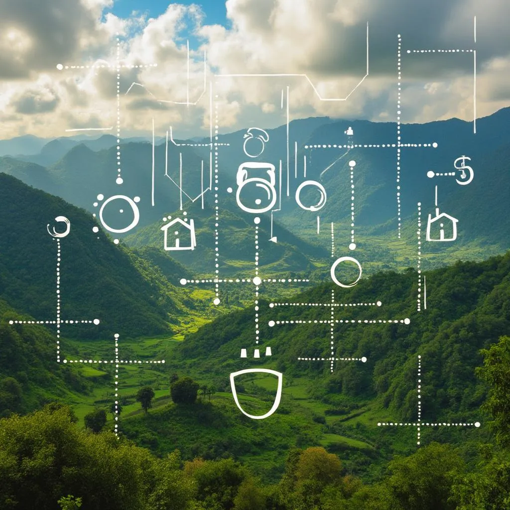 Paisaje colombiano con elementos financieros